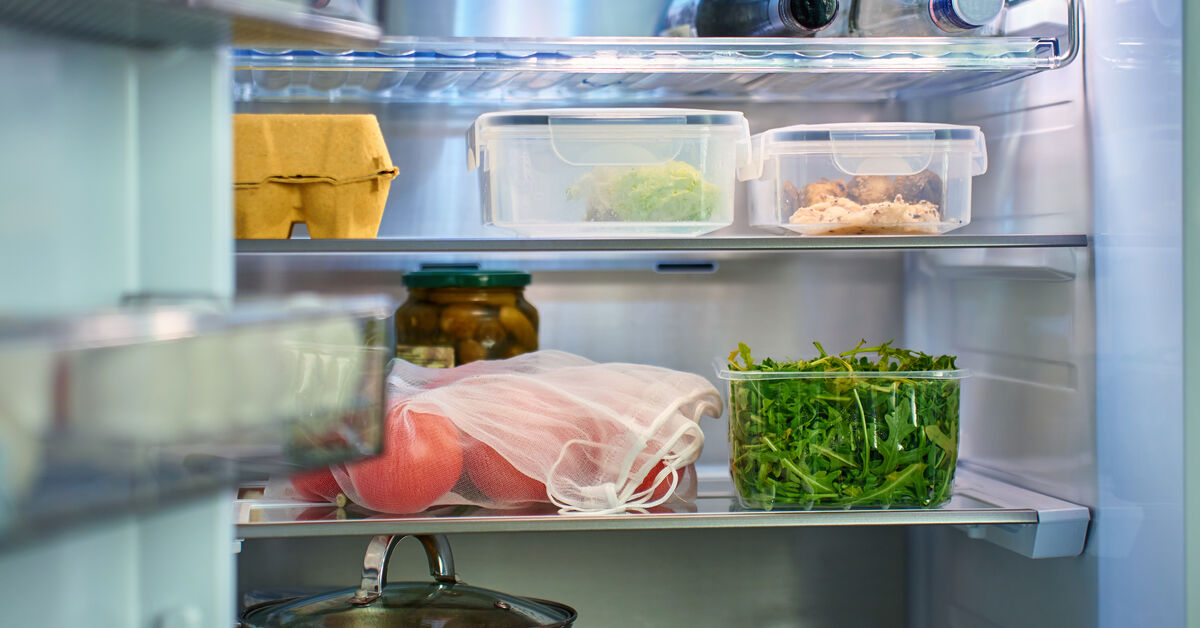 Organized fridge with closed containers